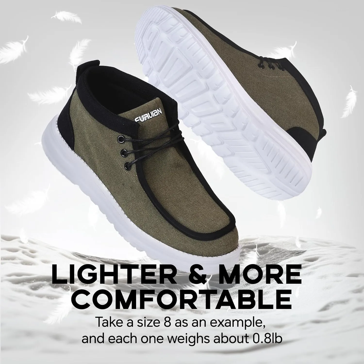 Furuian Steel Toe Shoes for Men High-top Safety Shoes for Men Lightweight Work Boots Canvas Steel Toe Sneakers Comfortable Work Loafers Zapatos De Trabajo para Hombres