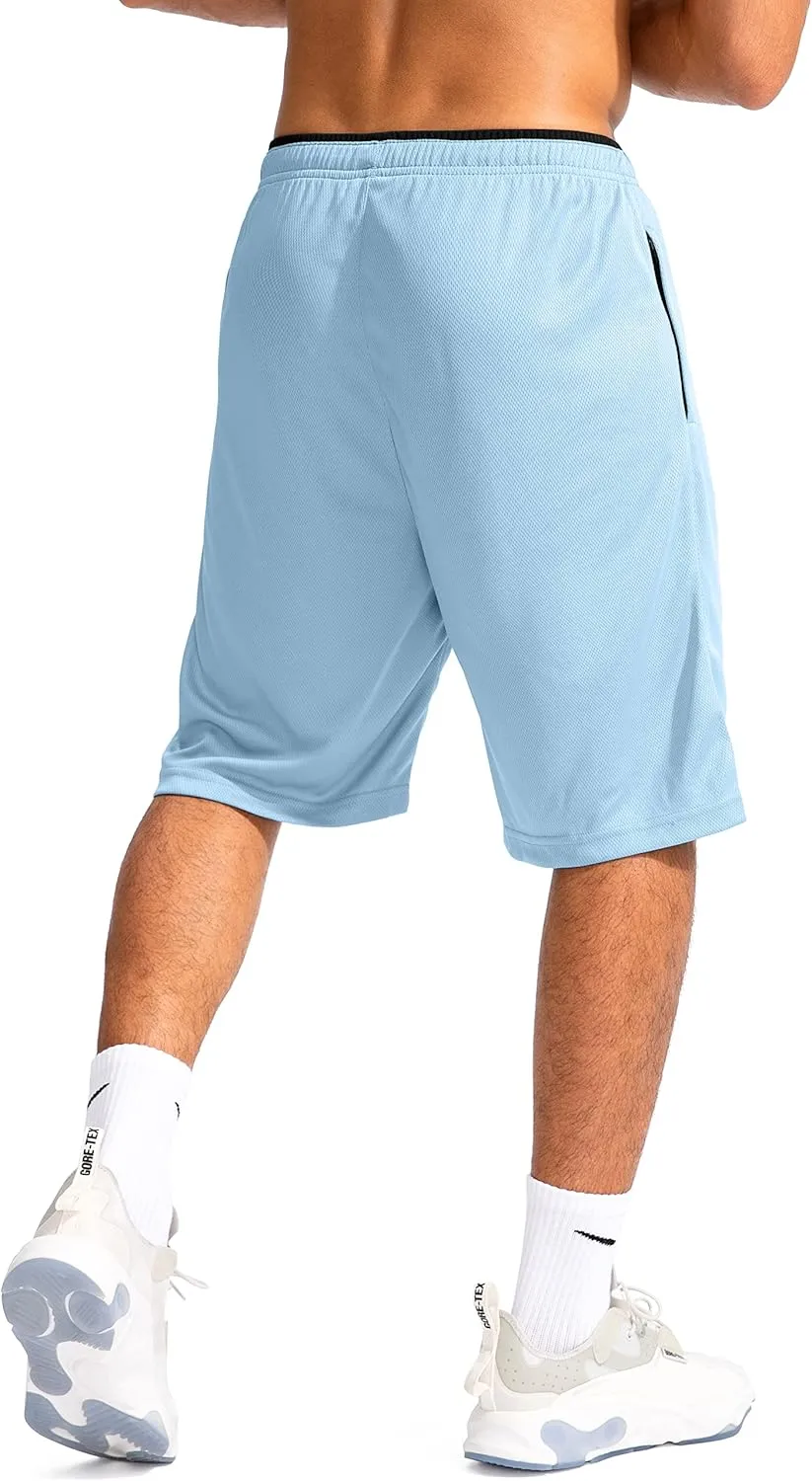 G Gradual Men's Basketball Shorts with Zipper Pockets Lightweight Quick Dry 11" Long Shorts for Men Athletic Gym