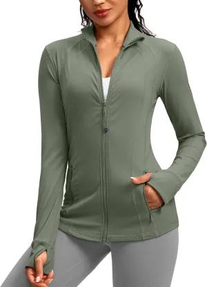 G Gradual Women's Zip Up Workout Jackets with Pockets Slim Fit Cottony Soft Jacket for Running Athletic Yoga
