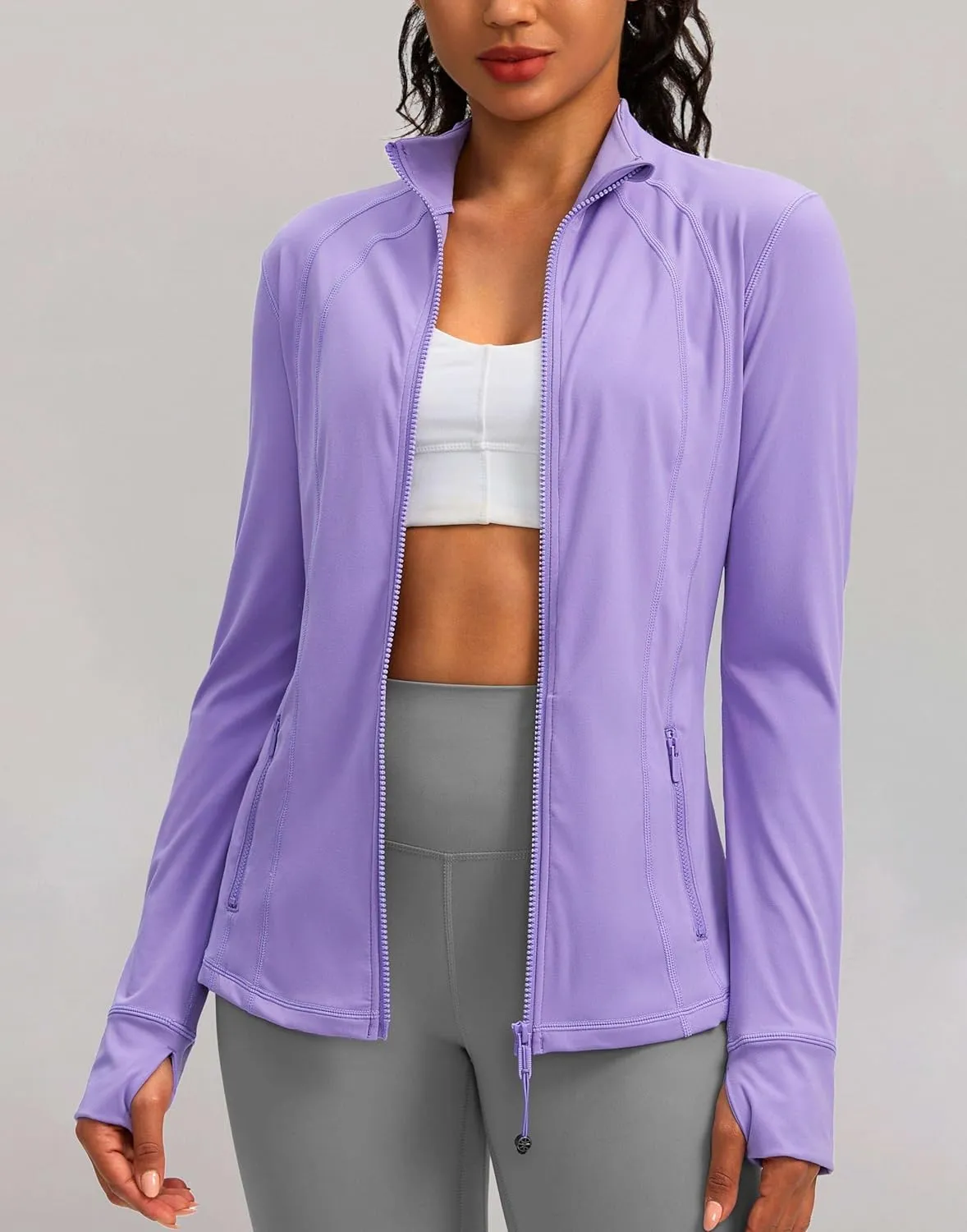 G Gradual Women's Zip Up Workout Jackets with Pockets Slim Fit Cottony Soft Jacket for Running Athletic Yoga