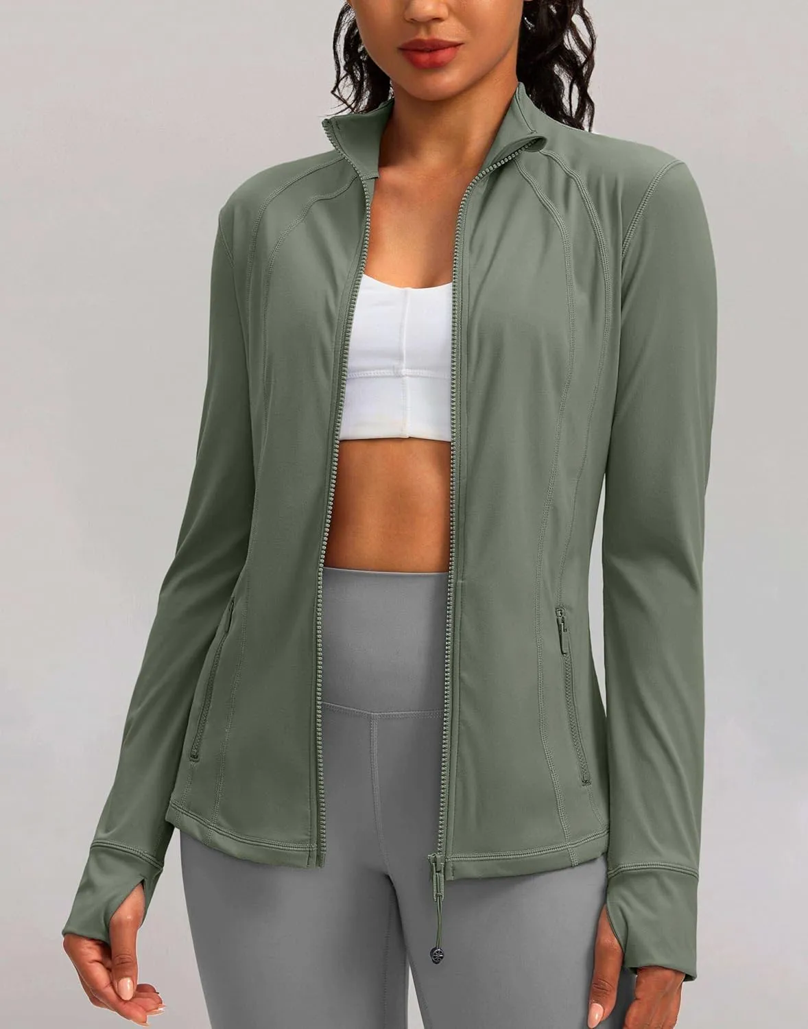 G Gradual Women's Zip Up Workout Jackets with Pockets Slim Fit Cottony Soft Jacket for Running Athletic Yoga