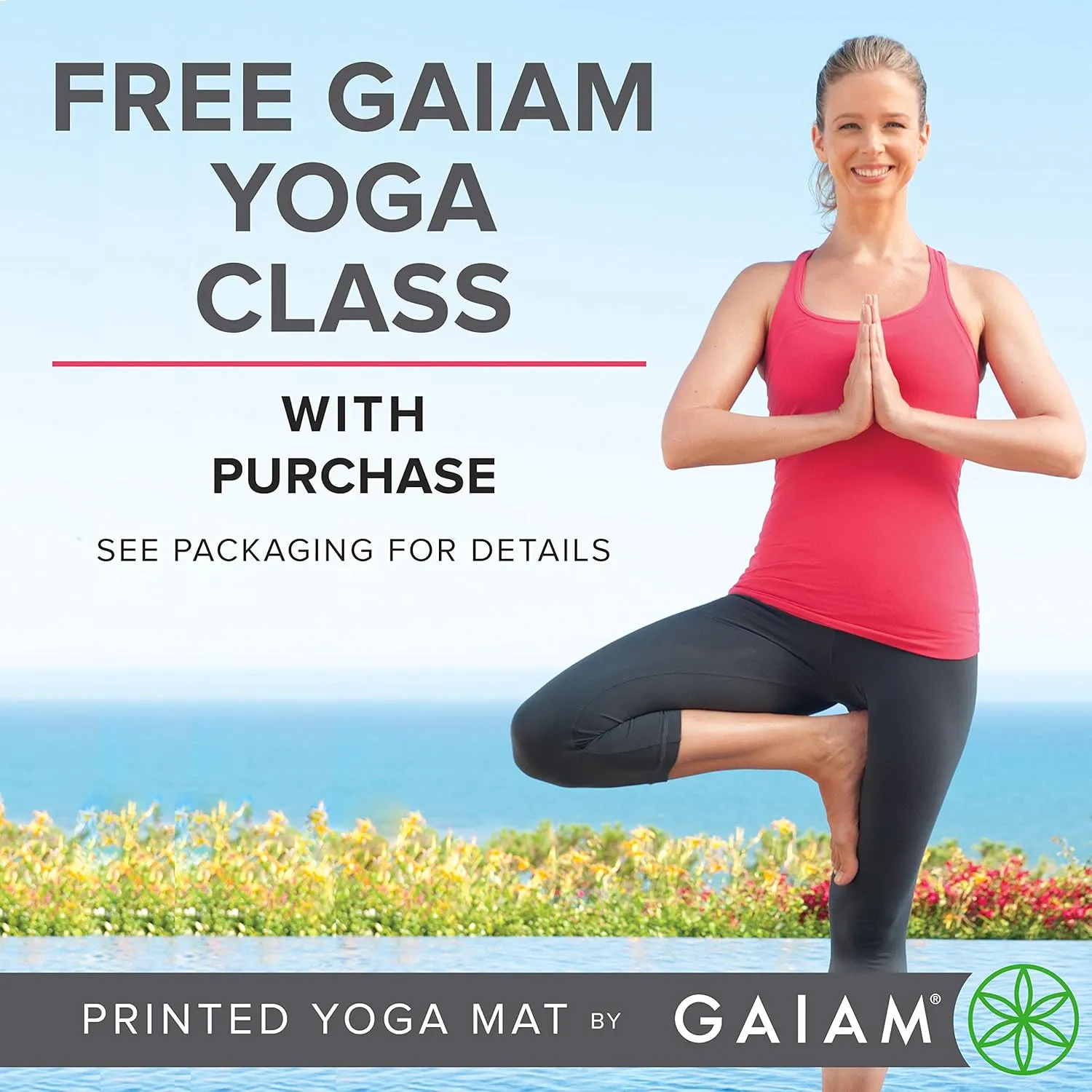 Gaiam Print Yoga Mat, Non Slip Exercise & Fitness Mat for All Types of Yoga, Pilates & Floor Exercises