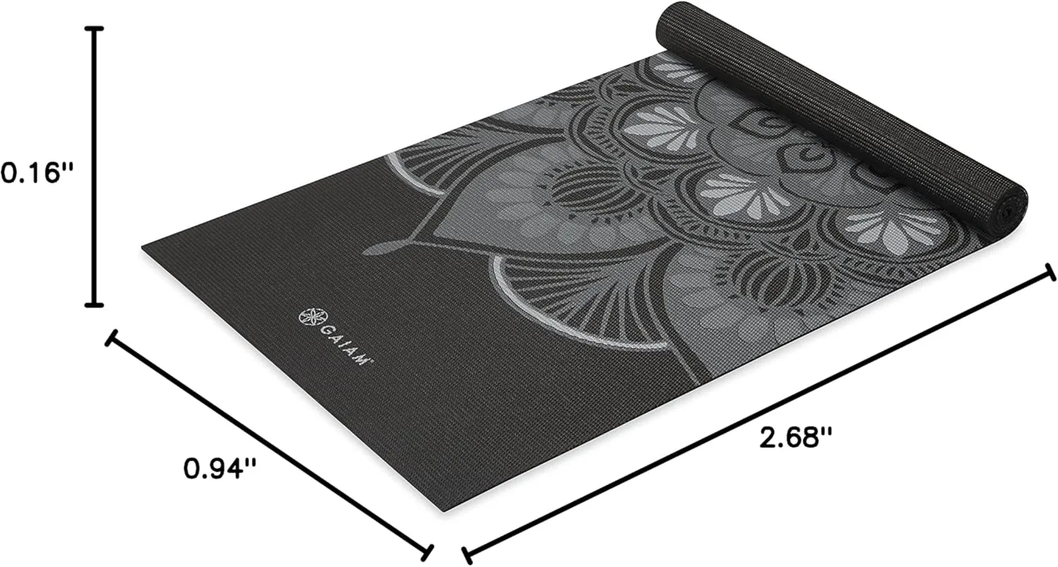 Gaiam Print Yoga Mat, Non Slip Exercise & Fitness Mat for All Types of Yoga, Pilates & Floor Exercises