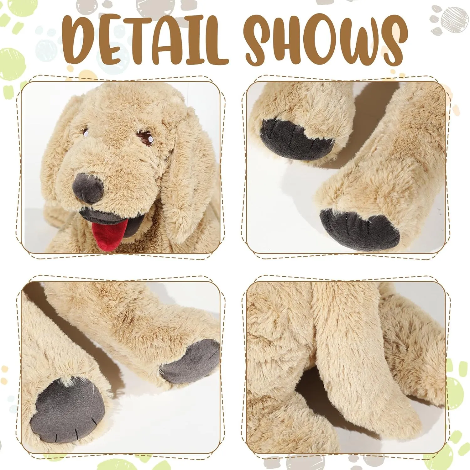 Geosar Dog Stuffed Animals Plush 15.7 Inch Soft Cuddly Golden Retriever Plush Toys Large Stuffed Dog Body Pillow Gifts for Kids Girls Boys Birthday