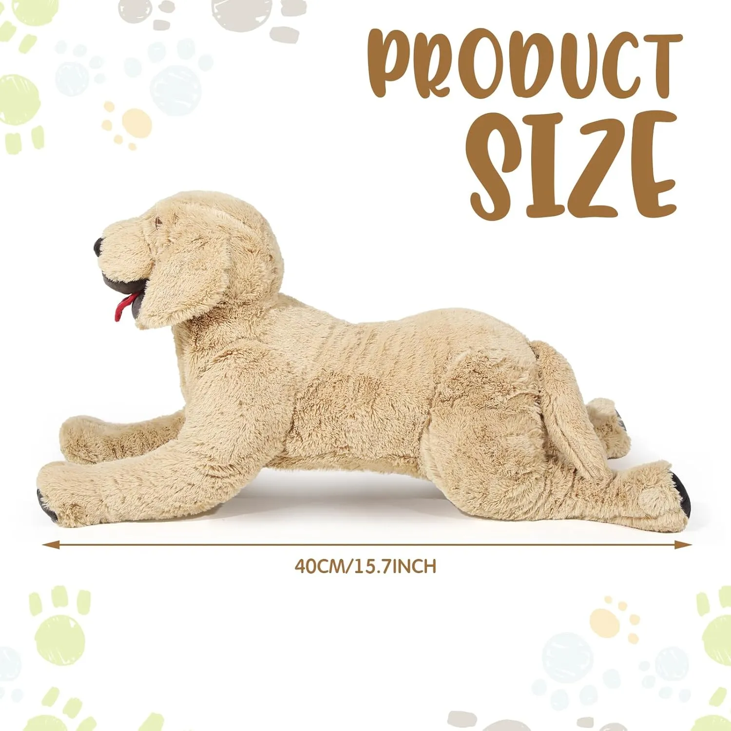 Geosar Dog Stuffed Animals Plush 15.7 Inch Soft Cuddly Golden Retriever Plush Toys Large Stuffed Dog Body Pillow Gifts for Kids Girls Boys Birthday