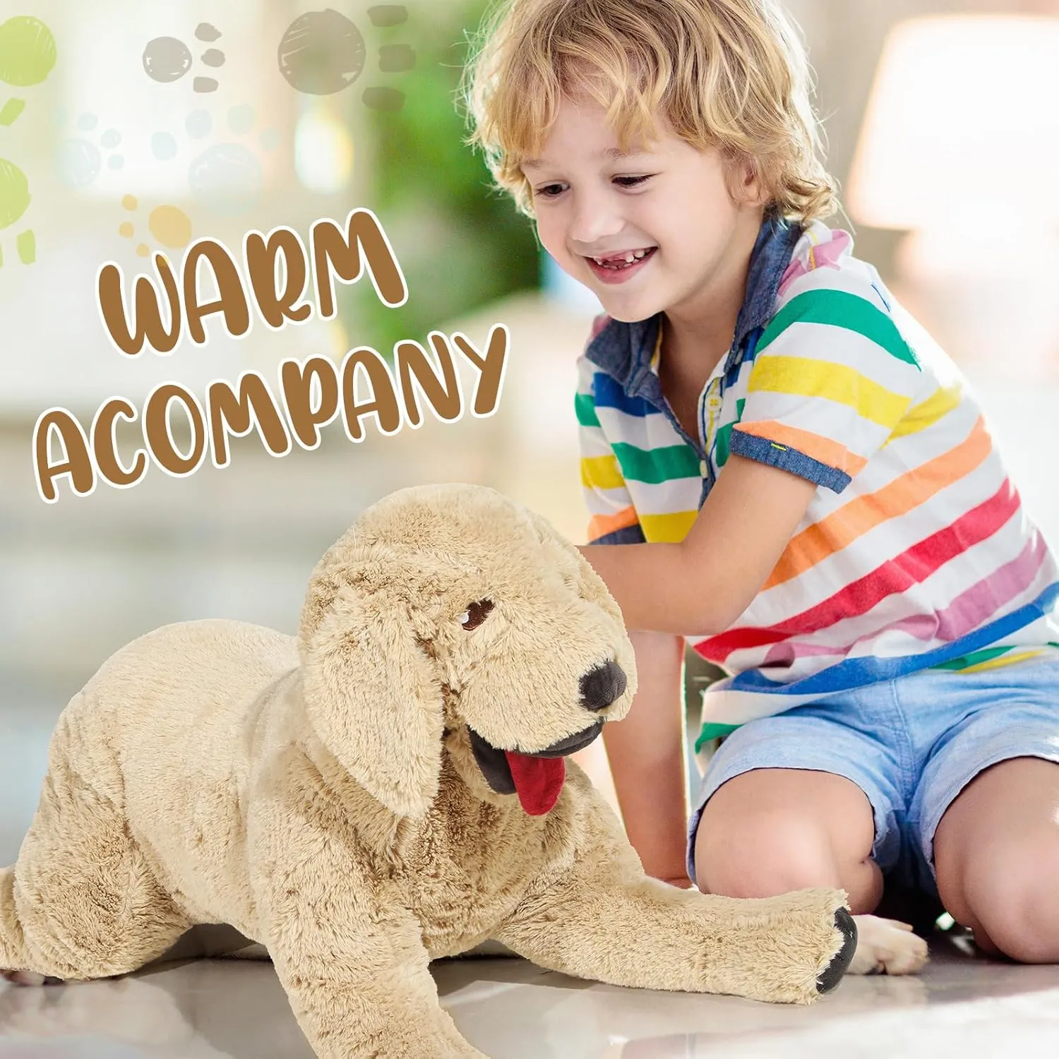 Geosar Dog Stuffed Animals Plush 15.7 Inch Soft Cuddly Golden Retriever Plush Toys Large Stuffed Dog Body Pillow Gifts for Kids Girls Boys Birthday