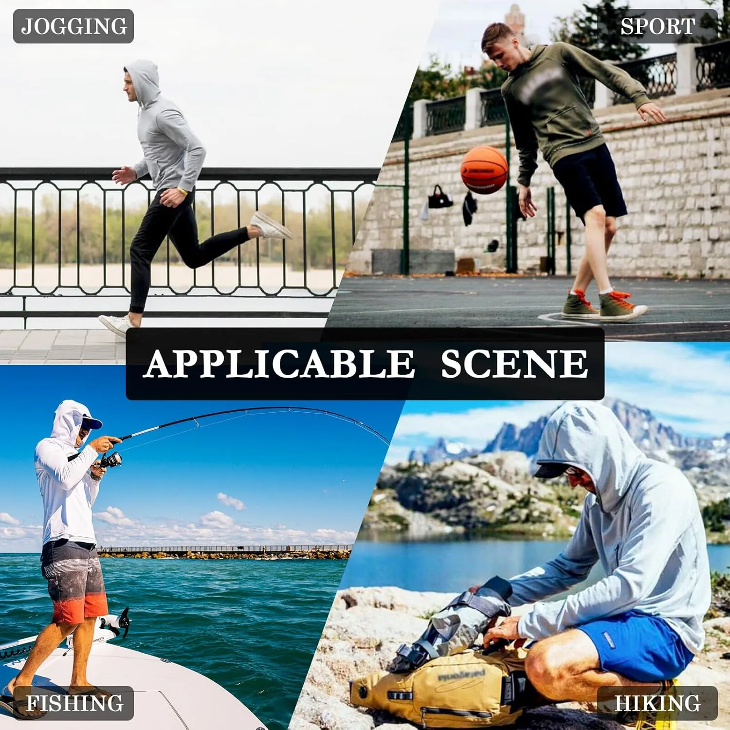 Gingham Plaid Men's Sun Protection Hoodie Long Sleeve Fishing Shirt UPF 50  Swim Shirt Rash Guard UV Shirts