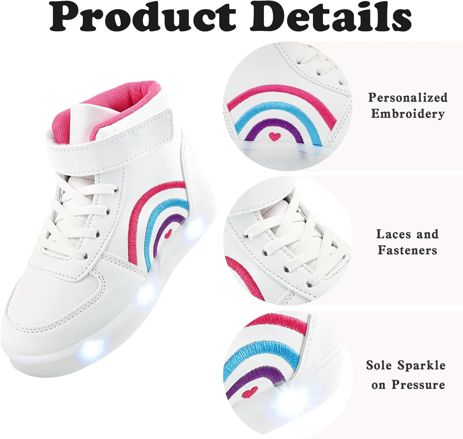 Girls High Top Sneaker Non Slip Casual Walking Lightweight Lace Up Sneakers for Little/Big Kid