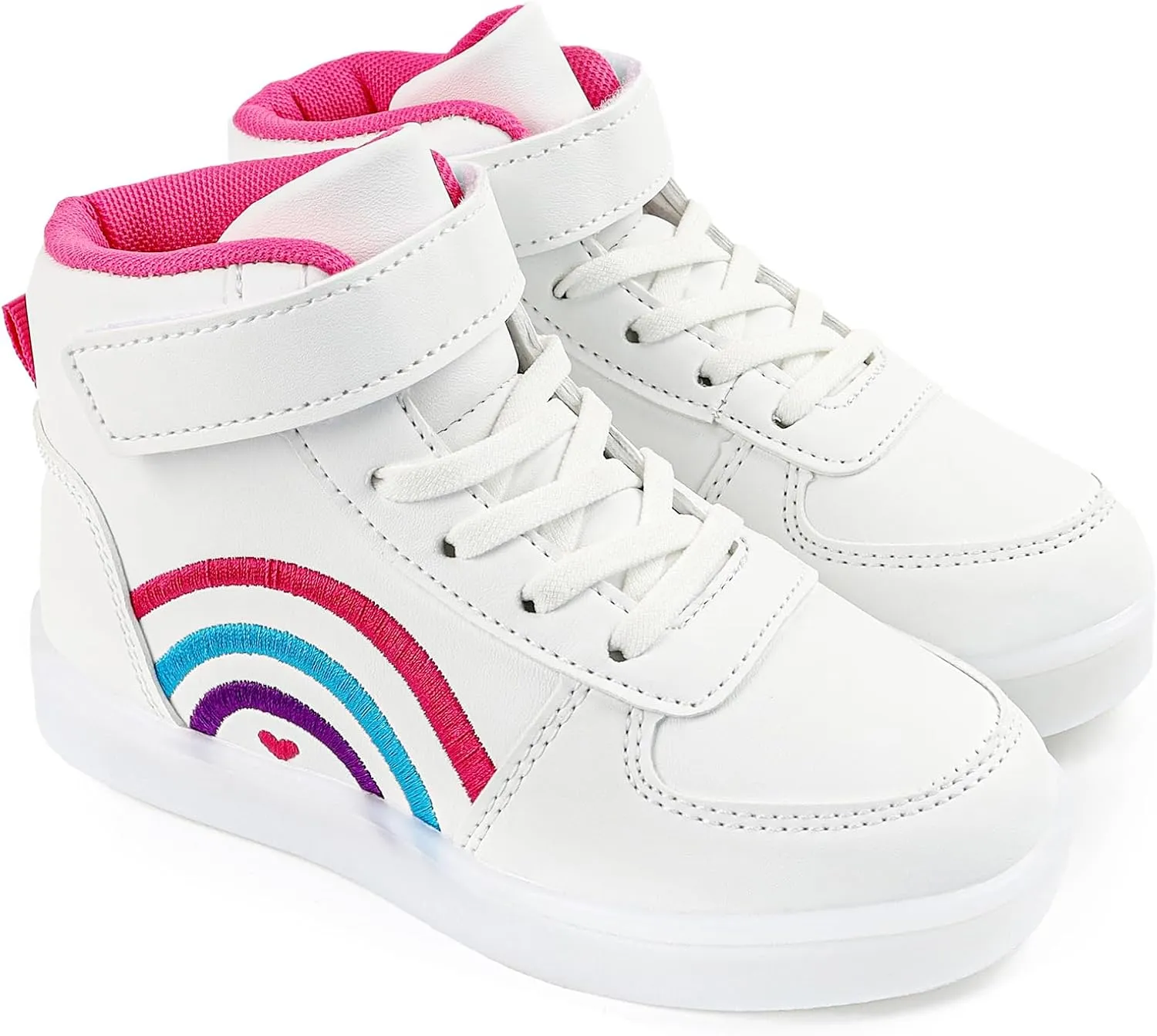 Girls High Top Sneaker Non Slip Casual Walking Lightweight Lace Up Sneakers for Little/Big Kid
