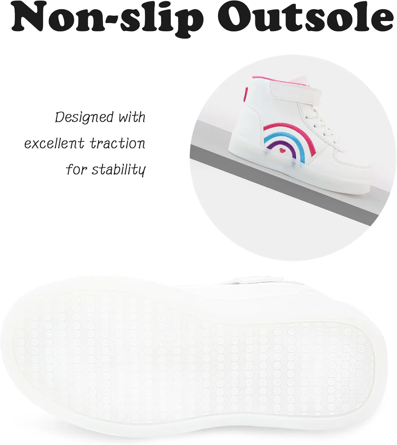 Girls High Top Sneaker Non Slip Casual Walking Lightweight Lace Up Sneakers for Little/Big Kid