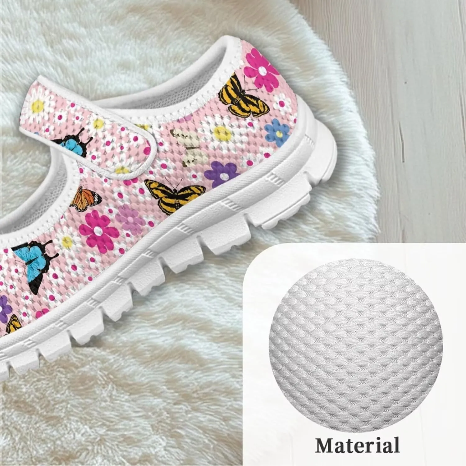 Girls Mary Jane Shoes School Uniform Shoes Round Toe Ballet Flats Breathable Mesh Slip-on Walking Sneakers