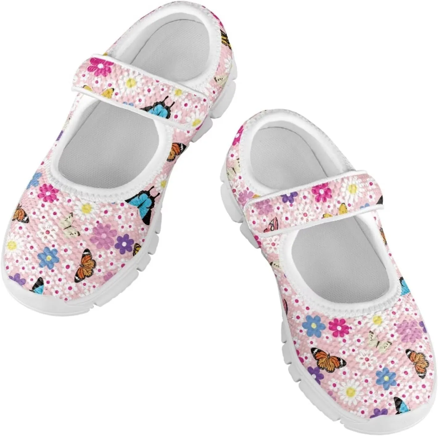 Girls Mary Jane Shoes School Uniform Shoes Round Toe Ballet Flats Breathable Mesh Slip-on Walking Sneakers