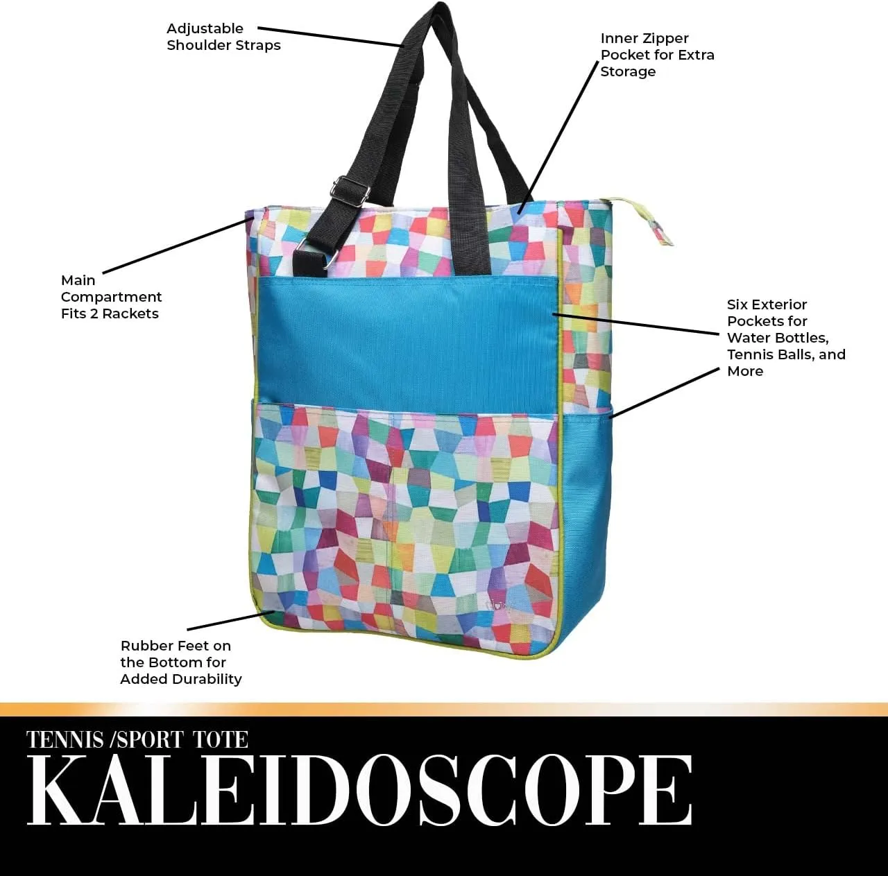 Glove It Tennis Tote Bag, Tennis Bag for Women, Ladies Sports Shoulder Bag, Large Tote with 6 Pockets, fits 2 Rackets