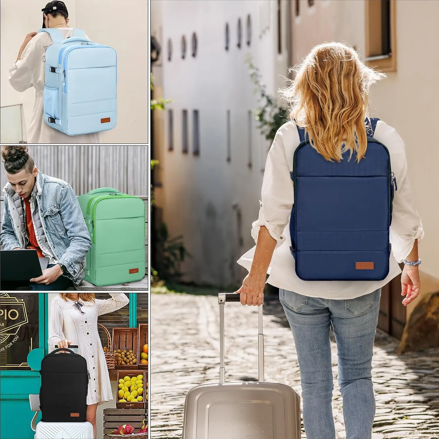 GMAK Travel Backpack for Men Women, Carry on Backpack with USB Charging Port, 15.6 inch Laptop Backpack Lightweight Cabin Bag Casual Daypack 20L Luggage Bags for College, Business, Travel, Navy Blue
