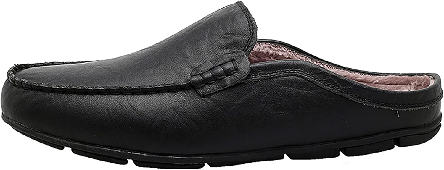Go Tour Mens Mules Clog Slippers Breathable Punching Leather Slip on Shoes Casual Loafers