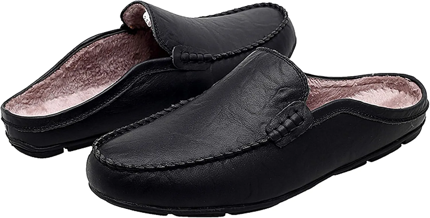 Go Tour Mens Mules Clog Slippers Breathable Punching Leather Slip on Shoes Casual Loafers