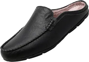 Go Tour Mens Mules Clog Slippers Breathable Punching Leather Slip on Shoes Casual Loafers