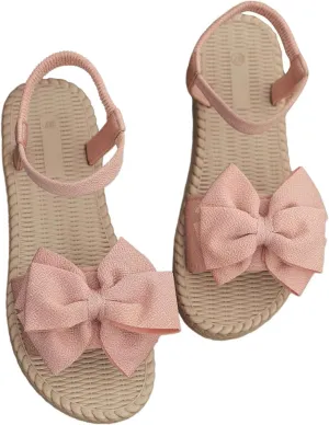 GORGLITTER Women's Bow Braided Flat Sandals Open Toe Lightweight Vacation Beach Slide Sandals