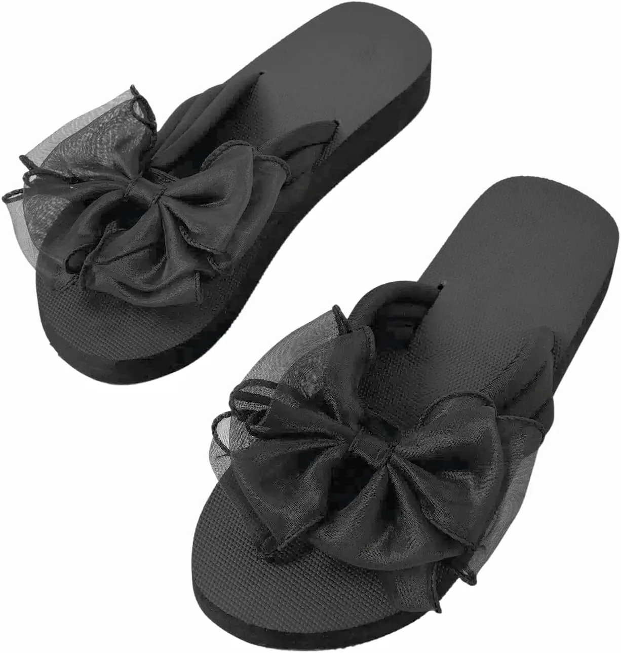 GORGLITTER Women's Bow Sandals Flip Flops Beach Sandals Flats Round Open Toe Slide Sandals