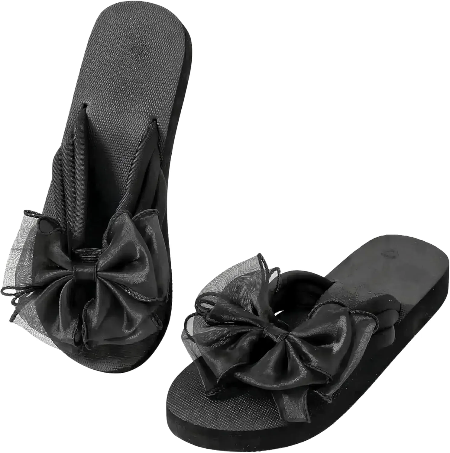 GORGLITTER Women's Bow Sandals Flip Flops Beach Sandals Flats Round Open Toe Slide Sandals