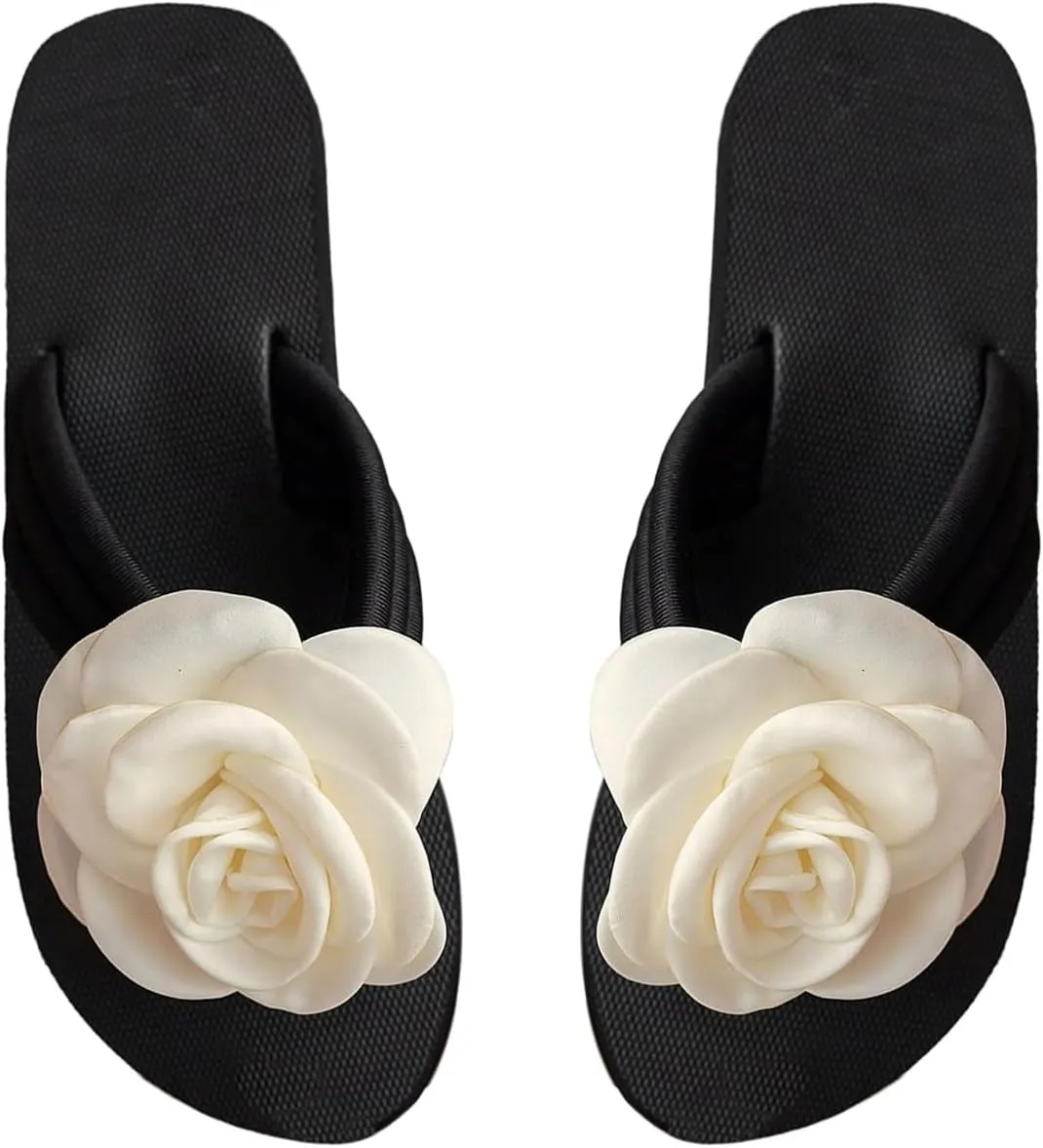 GORGLITTER Women's Bow Sandals Flip Flops Beach Sandals Flats Round Open Toe Slide Sandals