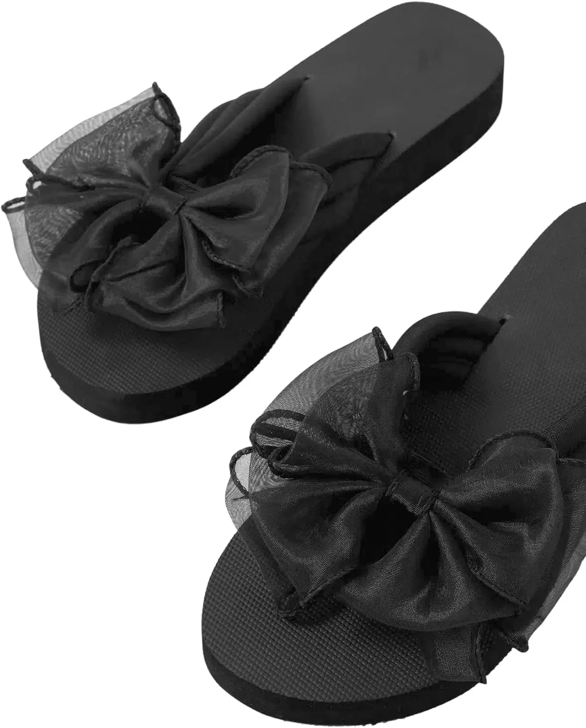 GORGLITTER Women's Bow Sandals Flip Flops Beach Sandals Flats Round Open Toe Slide Sandals
