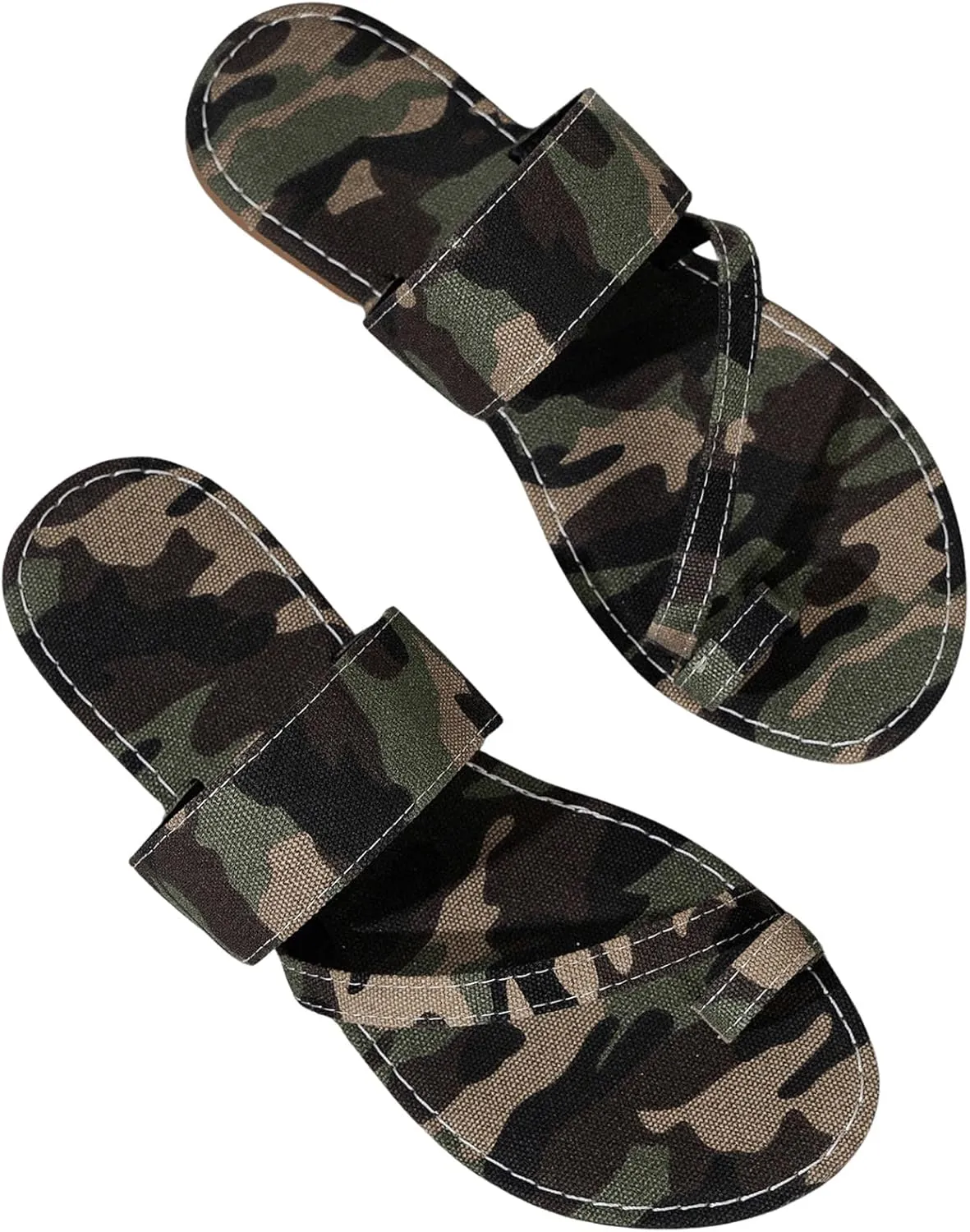 GORGLITTER Women's Camo Flat Sandals Open Toe Strap Vacation Slide Sandals