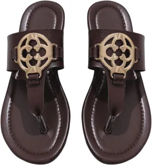 GORGLITTER Women's Flip Flop Thong Sandals Metallic Cute Dressy Comfortable Slide Flat Sandals