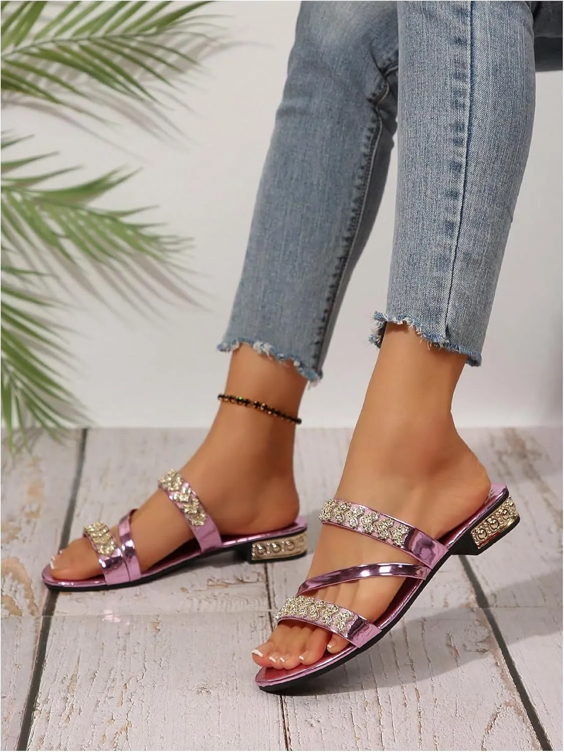 GORGLITTER Women's Gold Strappy Wedge Sandals 2025 Dressy Summer Sparkly Shoes