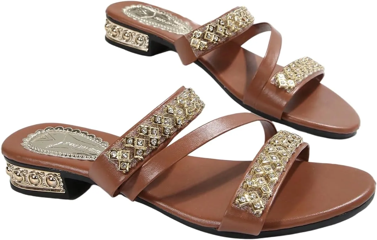 GORGLITTER Women's Gold Strappy Wedge Sandals 2025 Dressy Summer Sparkly Shoes
