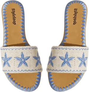 GORGLITTER Women's Summer Beach Flat Cute Sandals 2025 Floral Boho Slide Vacation Shoes