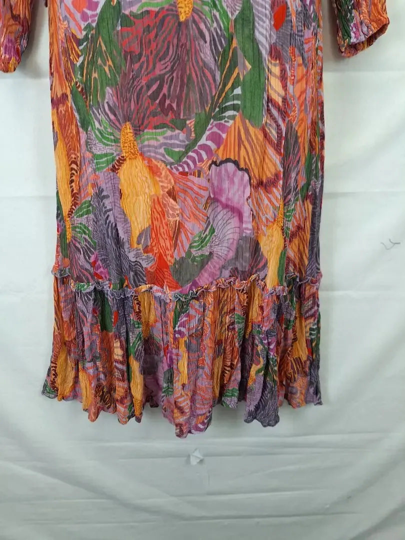 Gorman Lightweight Crinkle Tropical Midi Dress Size 10