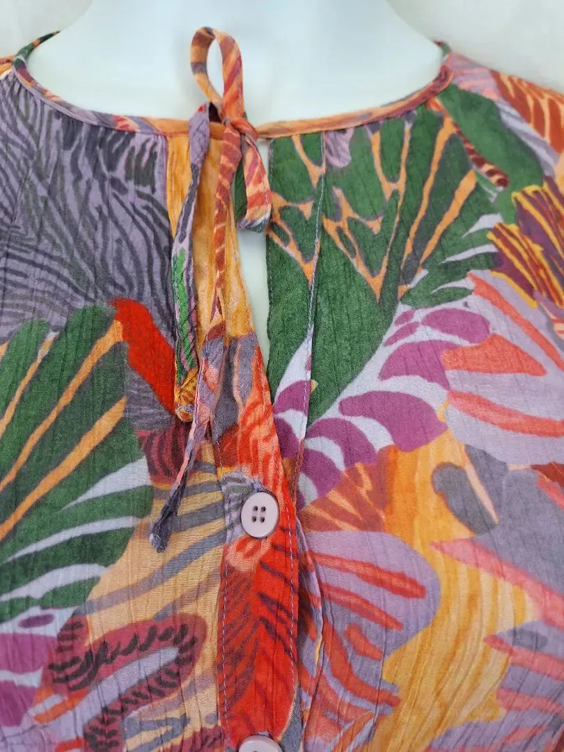 Gorman Lightweight Crinkle Tropical Midi Dress Size 10