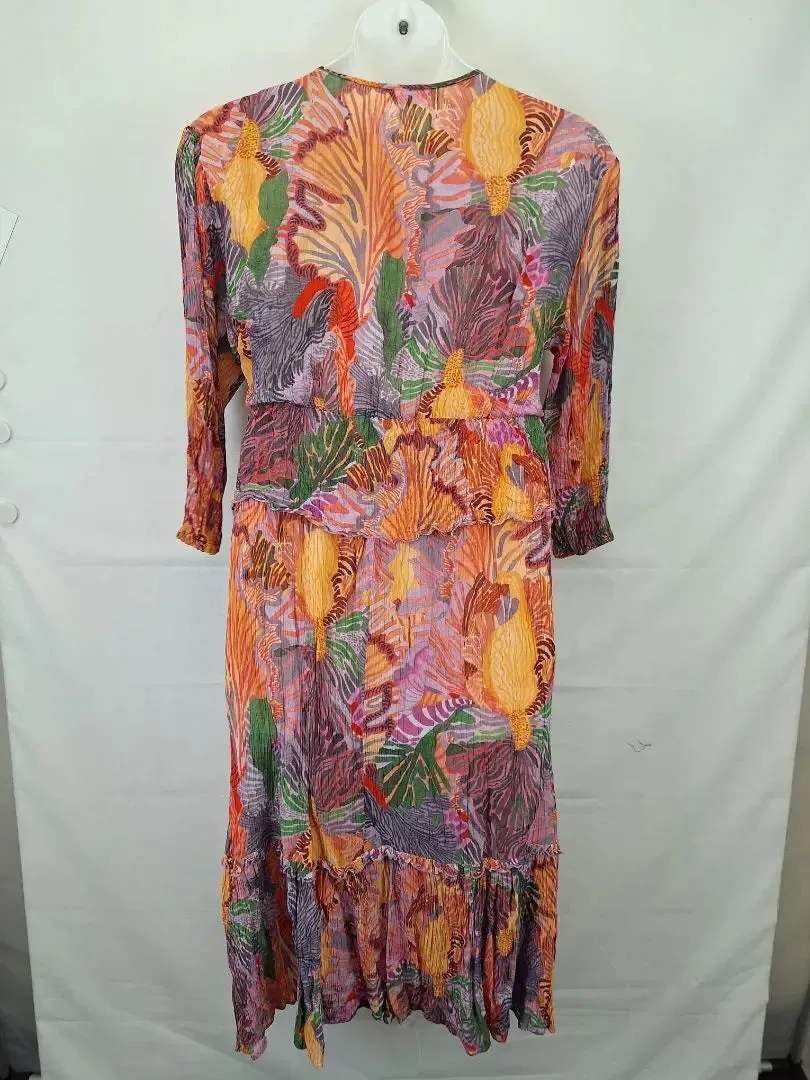 Gorman Lightweight Crinkle Tropical Midi Dress Size 10