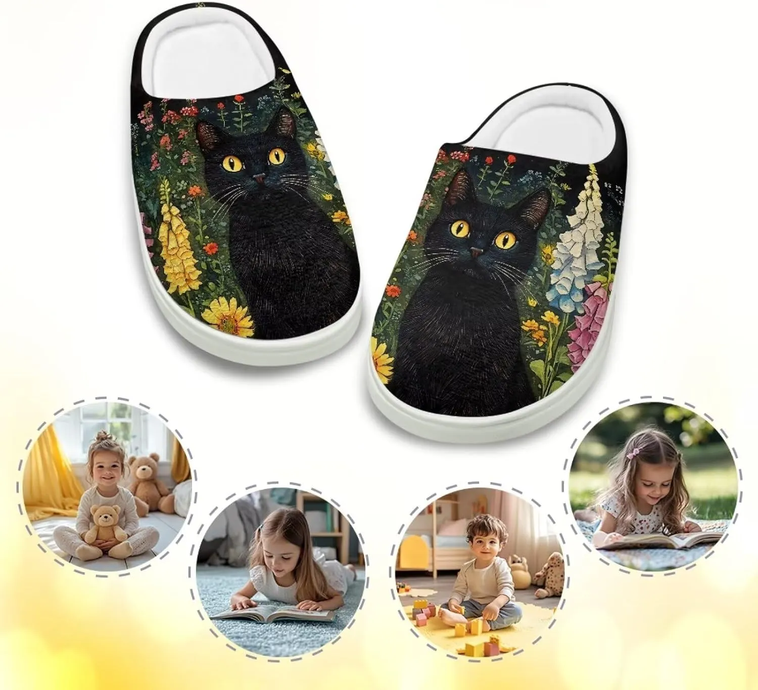 GOSTONG Kids Slippers Breathable Warm Fuzzy Lining Winter House Slippers Non Slip Girls Boys Slip on Home Shoes US 9-15 White