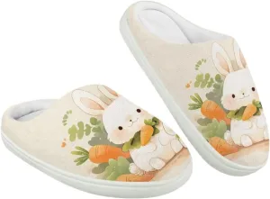 GOSTONG Kids Slippers Breathable Warm Fuzzy Lining Winter House Slippers Non Slip Girls Boys Slip on Home Shoes US 9-15 White
