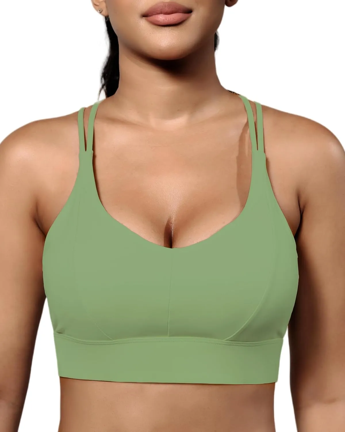 Grace Form Sports Bra for Women Strappy Medium Support Push Up Padded Sports Bra for Running Workout Bra Yoga Bra