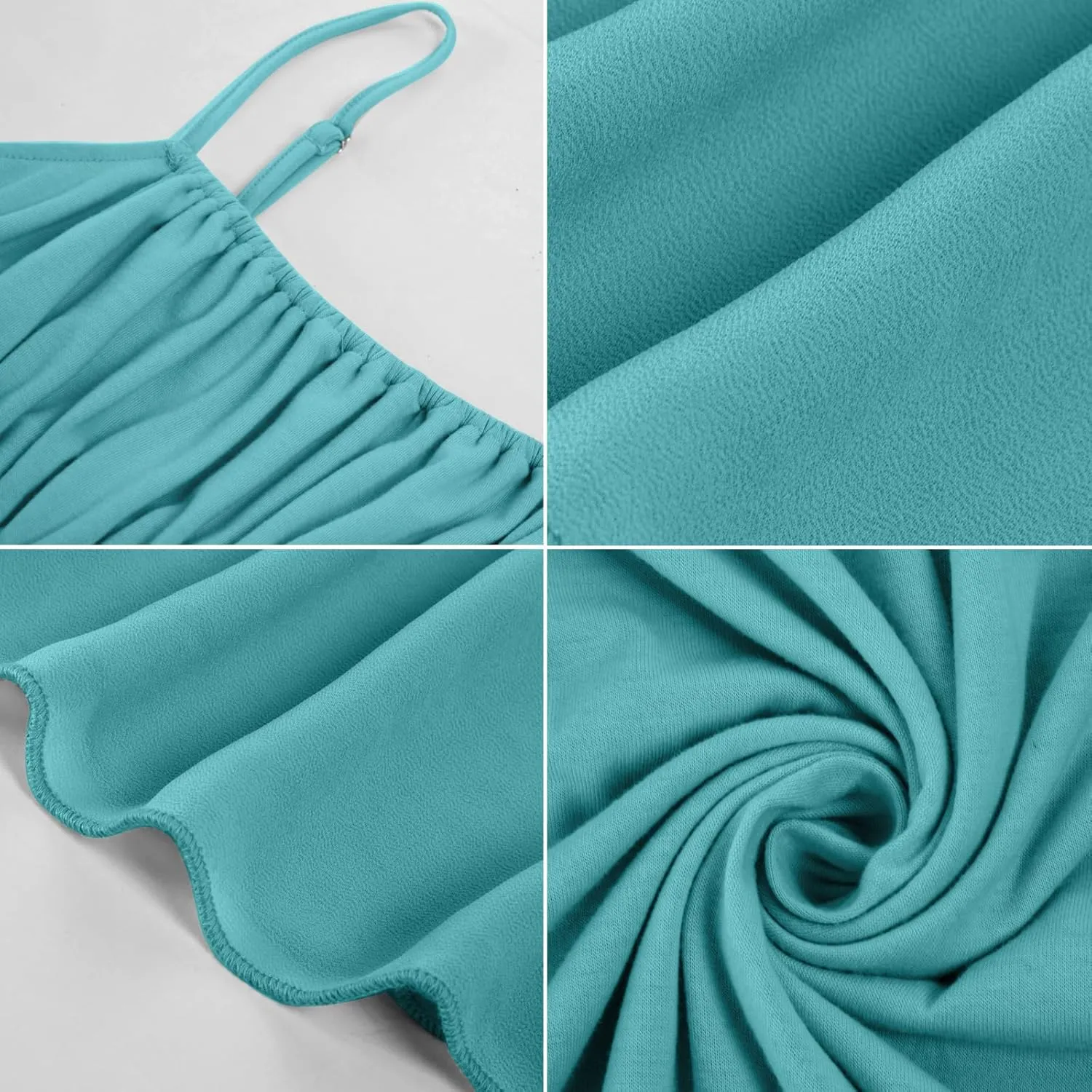 GRACE KARIN Womens 2025 Summer Dress Casual Sleeveless Spaghetti Strap Smocked Ruffle Beach Long Maxi Dress with Pockets