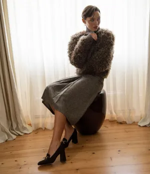 HADLEY85 Heeled Loafer in Chocolate Suede