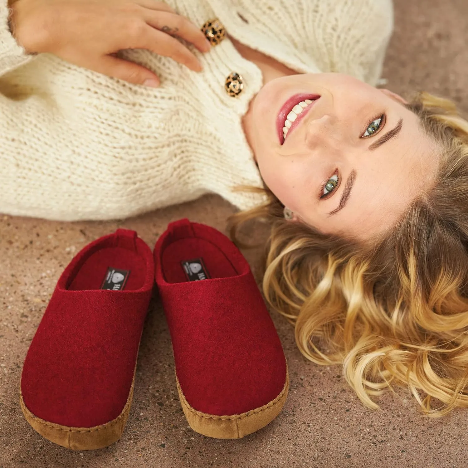HAFLINGER Unisex Emils Wool Felt Slide Slippers