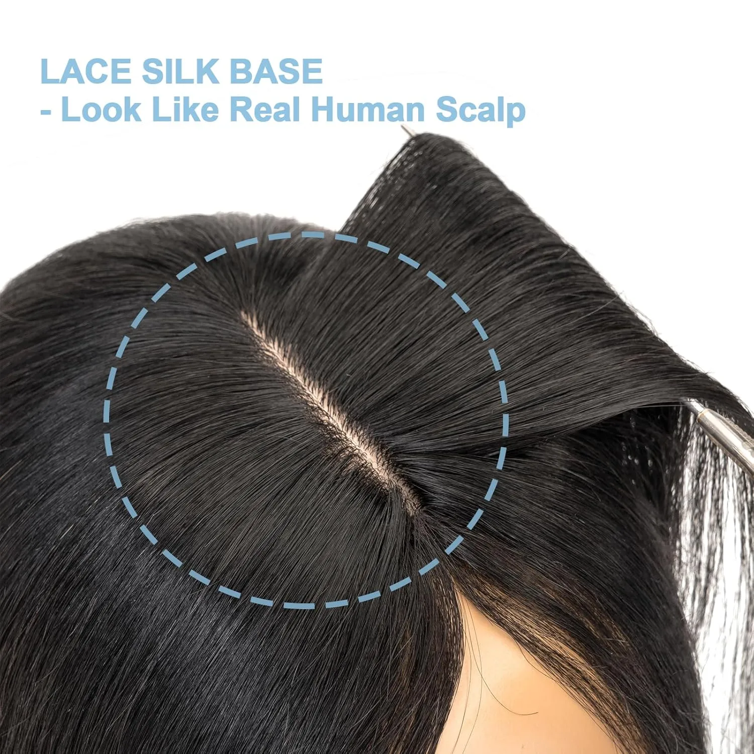Hair Toppers for Women Real Human Hair, 8x10cm Jet Black Remy Hair Topper for Women with Thinning Hair Topper Wiglets Top Hair Piece to Cover Grey Hair(10 Inch,Jet Black)