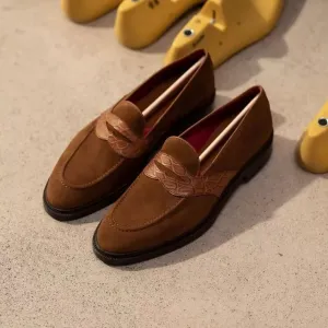 Handmade New Brown Suede Slip Ons, Men Office Loafers Shoes, Dress Moccasins