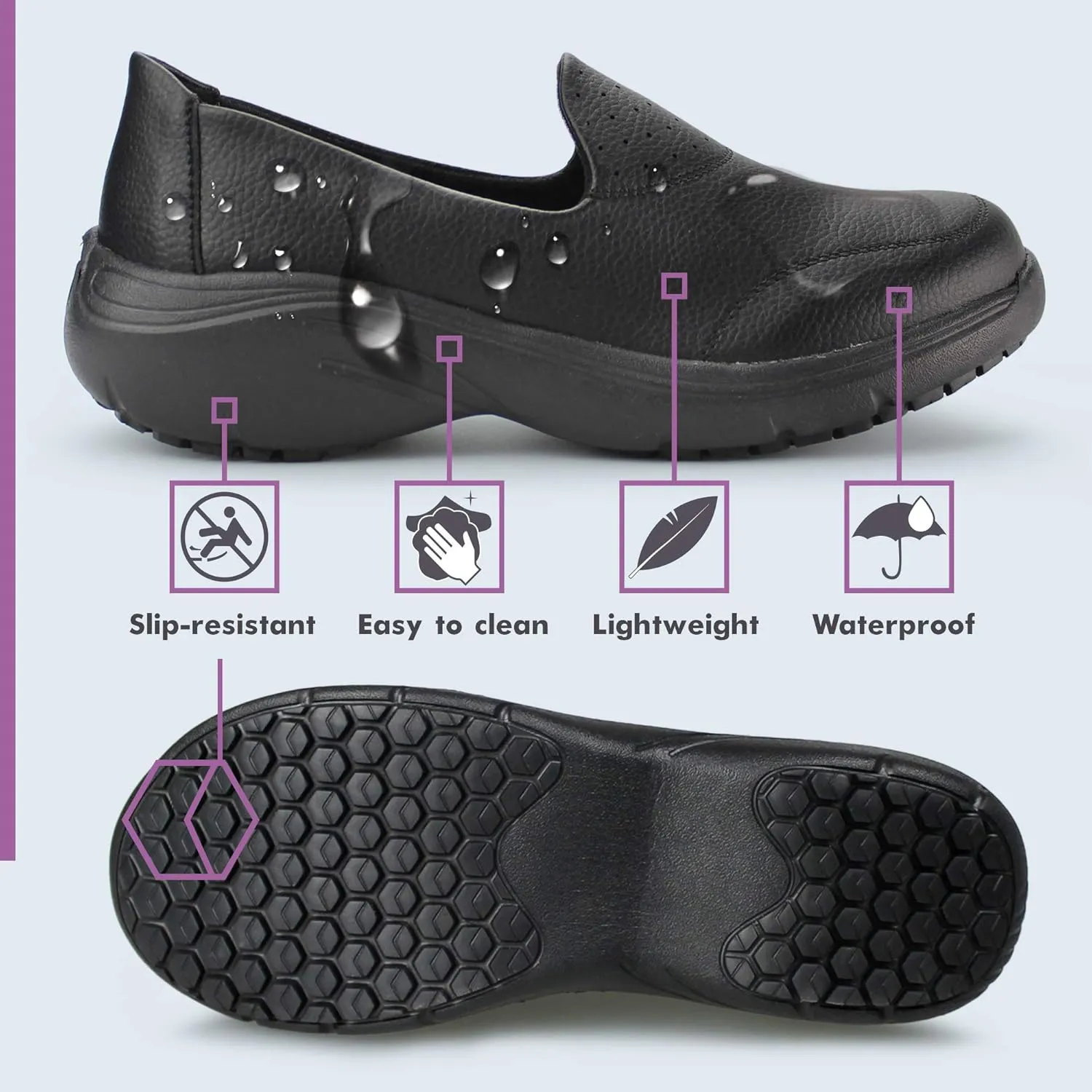 Hawkwell Women's Slip On Nursing Shoes Comfortable Lightweight Slip Resistant Work Shoes