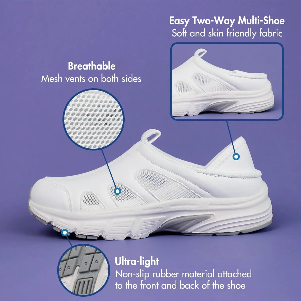 Hawkwell Women's Slip On Two-Way Lightweight Nursing Shoes Breathable Non Slip Work Shoes