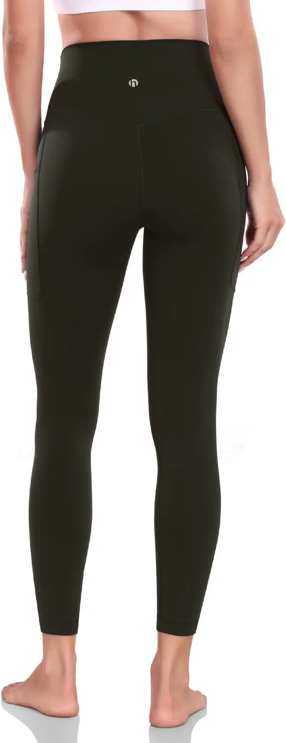 HeyNuts Workout Pro/Yoga Pro 7/8 Leggings with Side Pockets for Women, High Waisted Tummy Control Compression Pants 25''