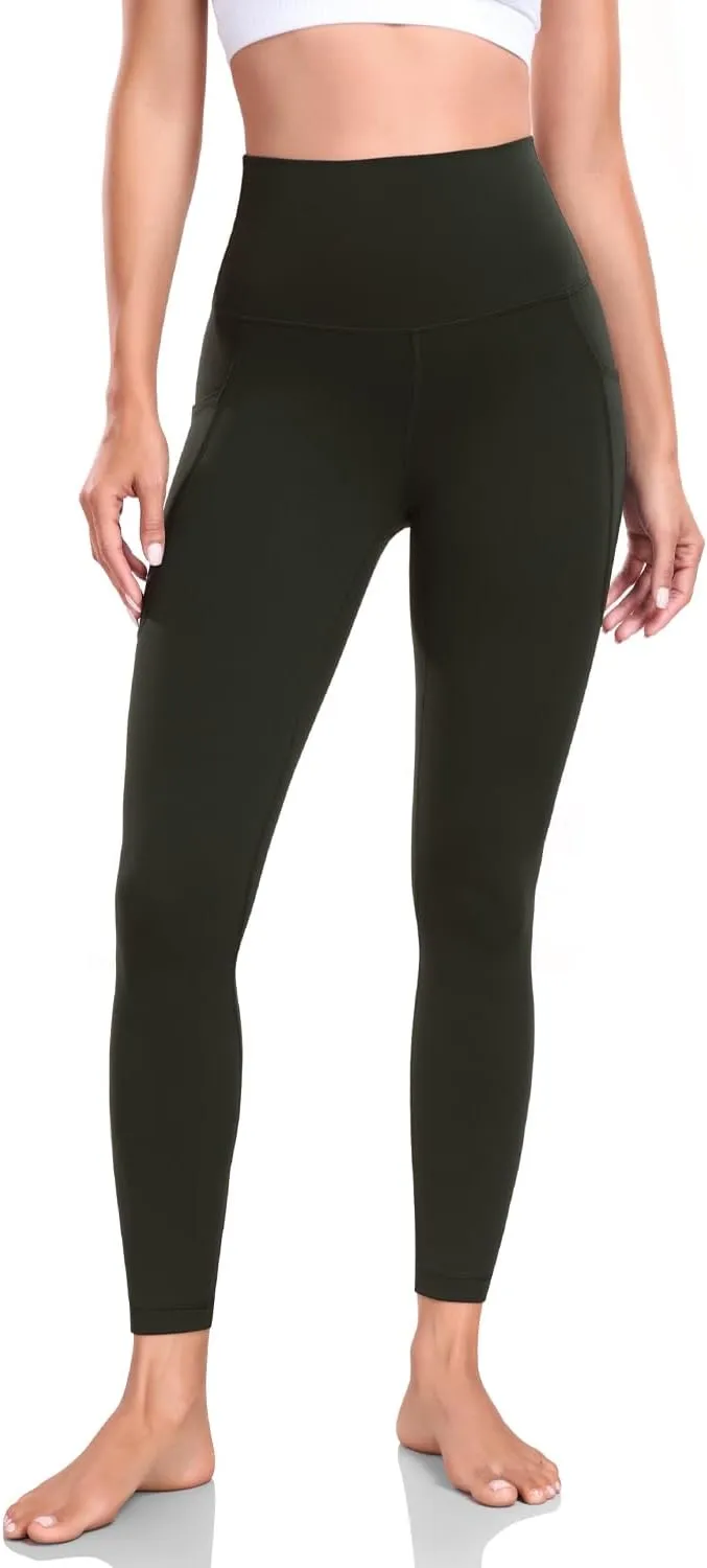 HeyNuts Workout Pro/Yoga Pro 7/8 Leggings with Side Pockets for Women, High Waisted Tummy Control Compression Pants 25''