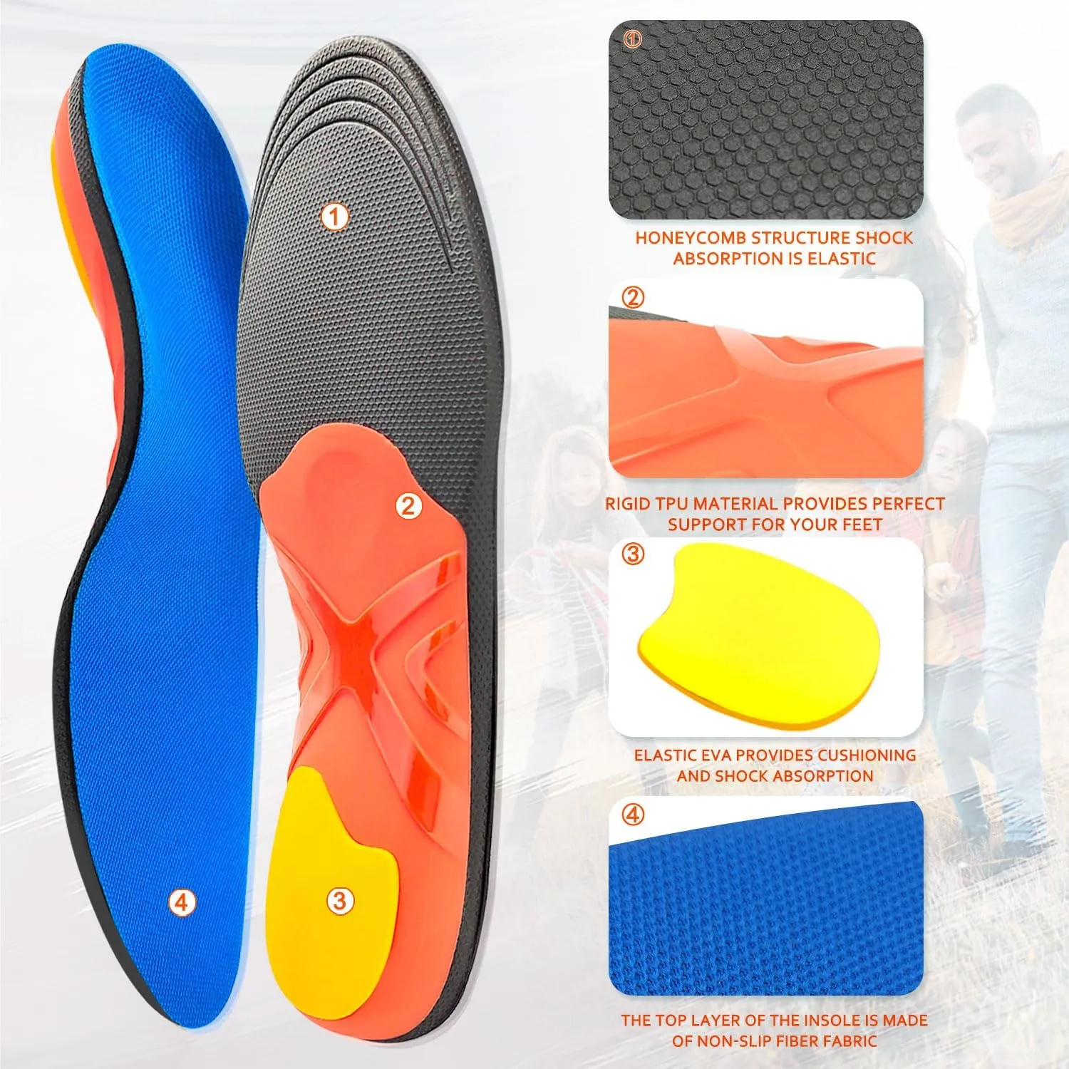 High Arch Support Insoles for Women and Men,Plantar Fasciitis Relief Shoe Insoles,Anti Odor Arch Support Orthotics Insoles for Arch Pain ((M) 8.5-10.5MEN/9.5-11.5WOMEN)