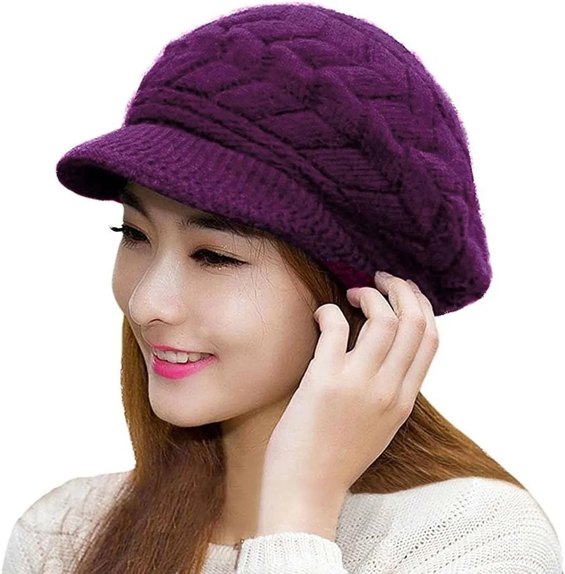 HINDAWI Winter Hats Gloves for Women Knit Warm Snow Ski Outdoor Caps Touch Screen Mittens