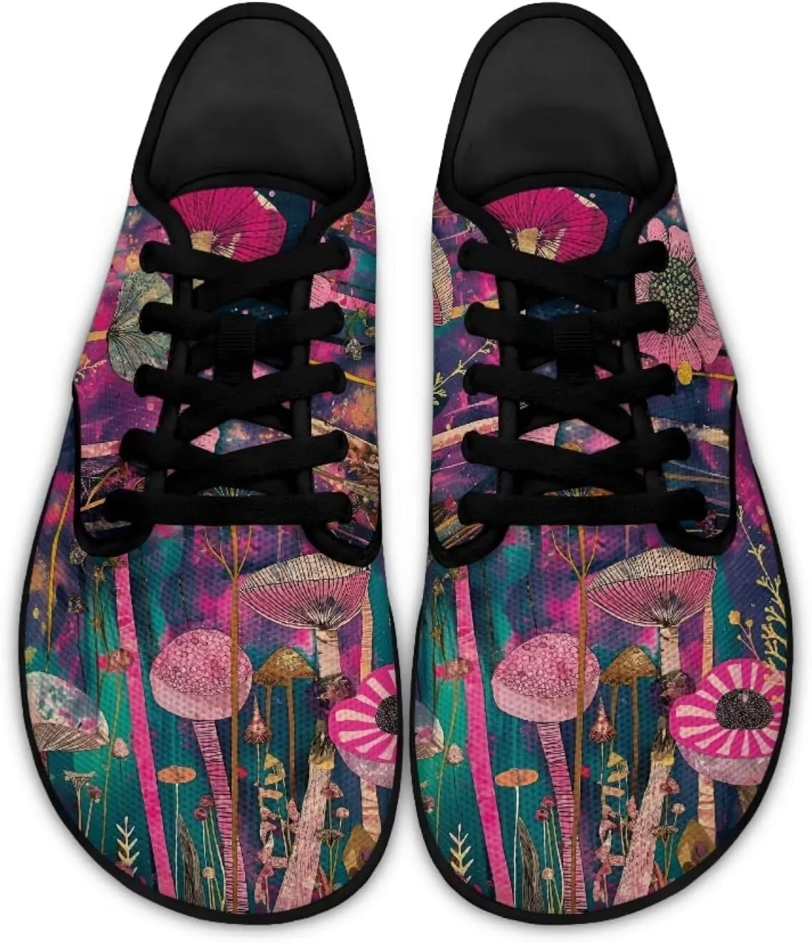 Hippie Flowers Casual Dress Barefoot Shoes Comfort Lace Up Zreo Drop Knit Sneaker Breathable Light Non Slip