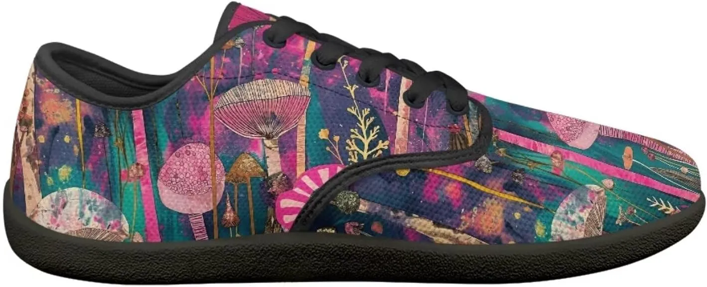 Hippie Flowers Casual Dress Barefoot Shoes Comfort Lace Up Zreo Drop Knit Sneaker Breathable Light Non Slip